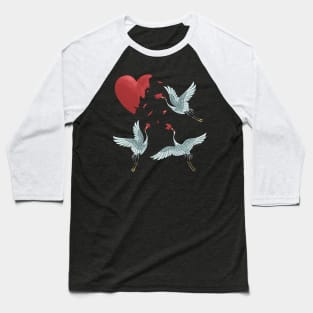 Crane birds with a broken heart best gift for a lonley and single valentine's day Baseball T-Shirt